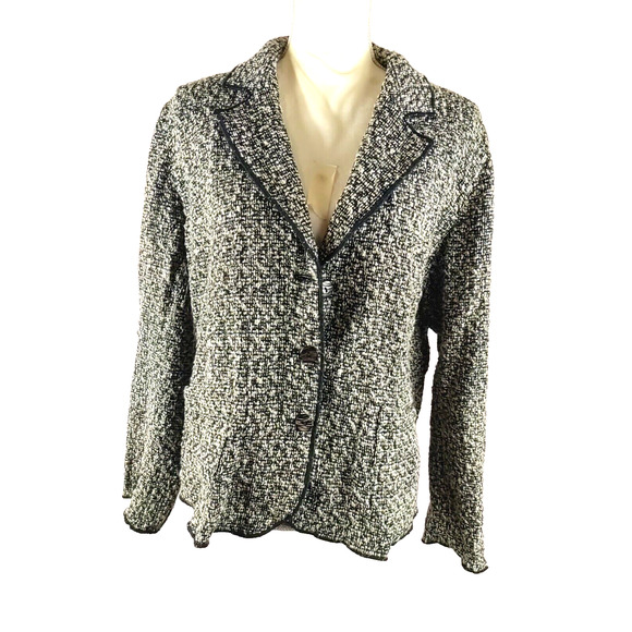 Chico's Women's Blazer Black White Size 2 Large - Picture 7 of 7